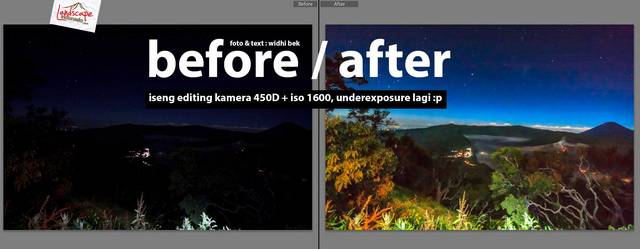 before after editing foto bromo